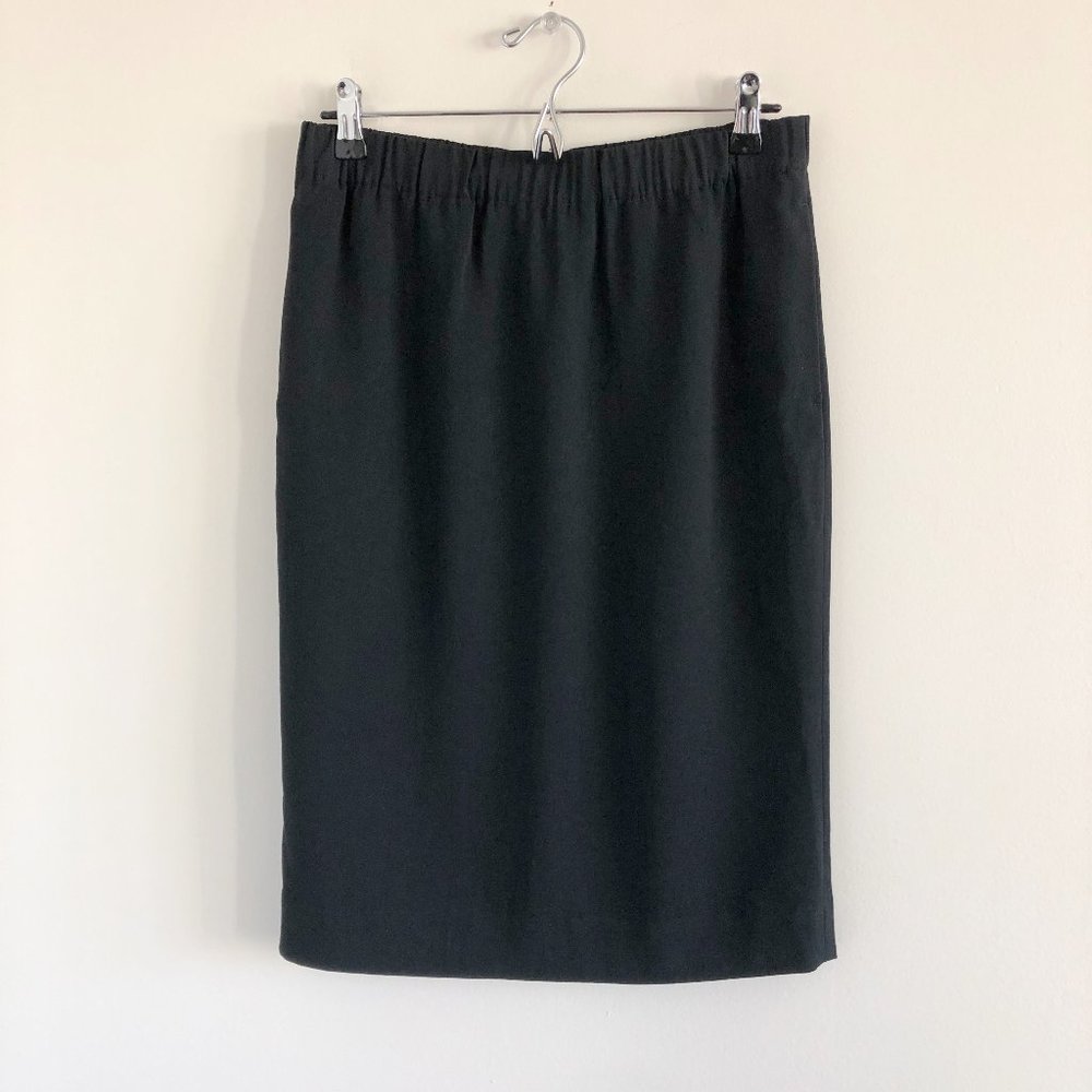 Everlane Black Pull-On Midi Skirt With Pockets 6